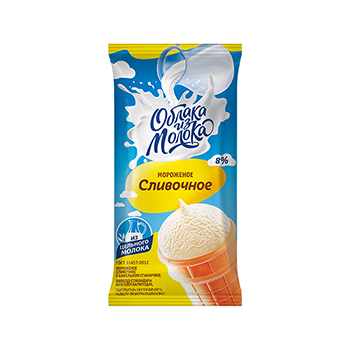 Мороженое сливочное ванильное в вафельном стакане, 80г, Облака из Молока