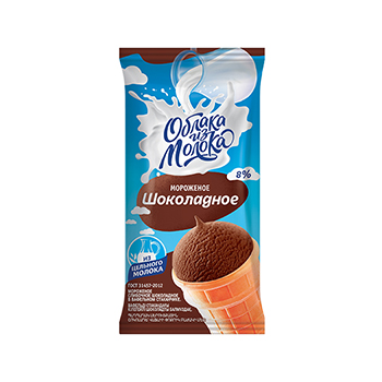 Мороженое сливочное шоколадное в вафельном стаканчик, 80г, Облака из Молока