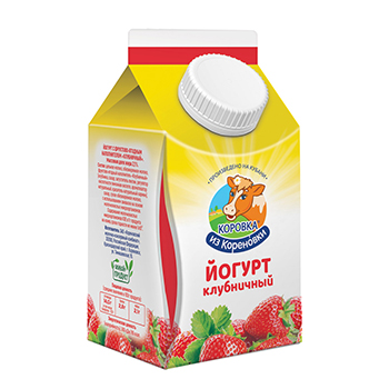 Йогурт клубничный 2,1% 450г, Коровка из Кореновки
