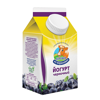 Йогурт черничный 2,1% 450г, Коровка из Кореновки
