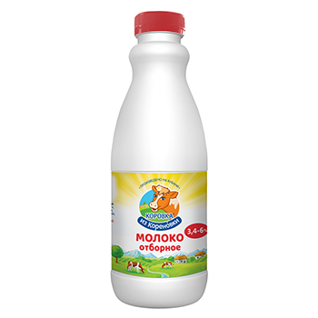 Молоко отборное 3,4-6% 900мл, Коровка из Кореновки